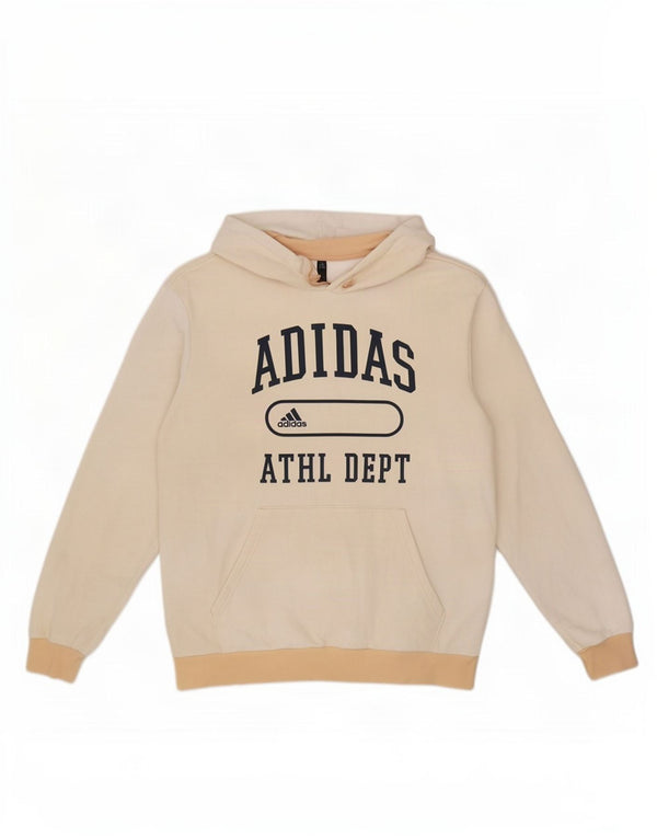Adidas Hombre Sudadera Con Capucha Gráfica Jersey Grande Blanco Roto De Algodón Con Bloques De Color