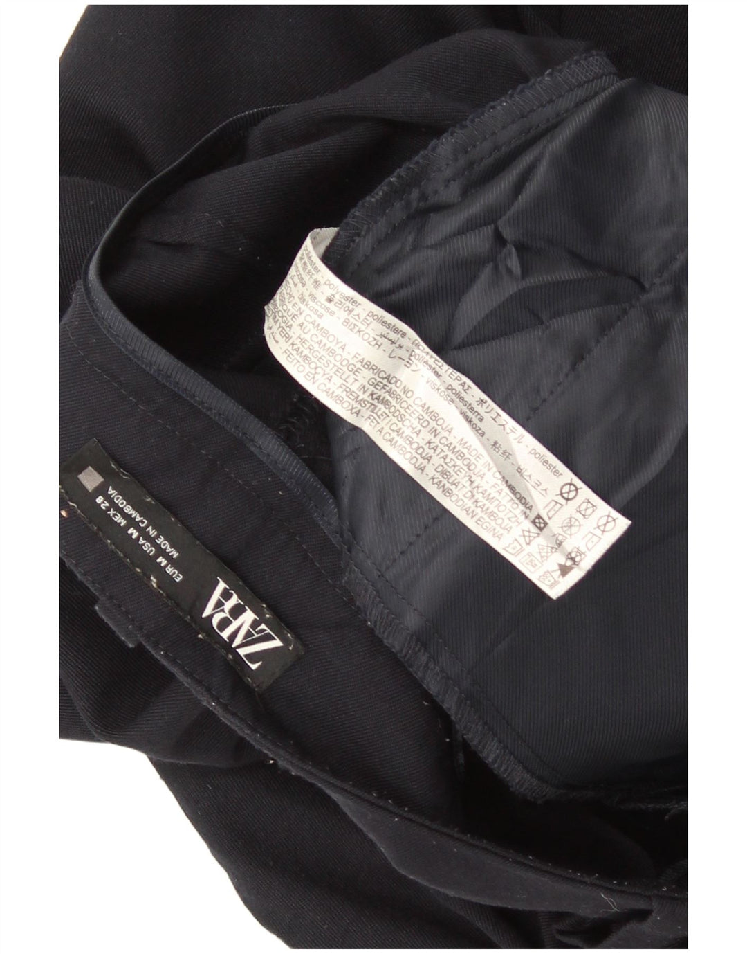 Zara Женские прямые укороченные брюки среднего размера W28 L25 Темно-синий полиэстер