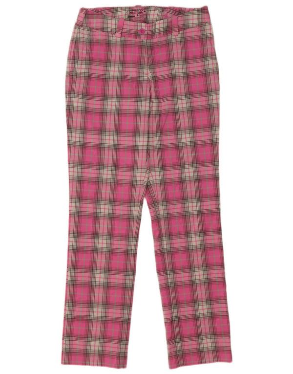 Nike Dame Dri Fit Straight Chino Bukser UK 8 Small W28 L32 Pink Check