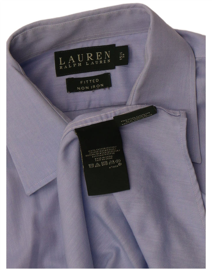 Ralph Lauren Mens Fitted Shirt Size 15 1/2 39 Medium Blue Cotton