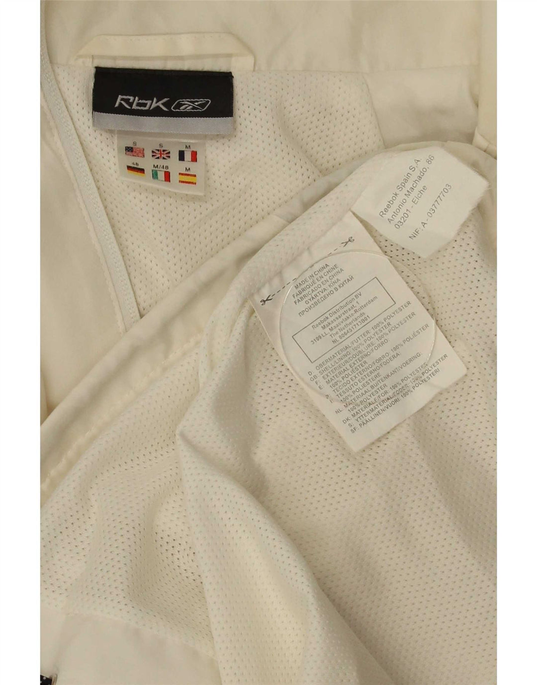 Giacca da ginnastica da uomo Reebok Small in poliestere color block bianco