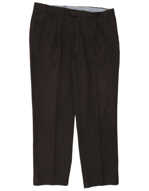 Pantaloni da abito dritti da uomo Marks & Spencer W38 L31 poliestere grigio