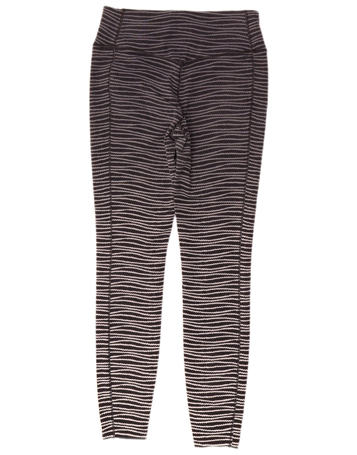 Nike Womens Dri Fit Leggings UK 14 Medium Black Striped