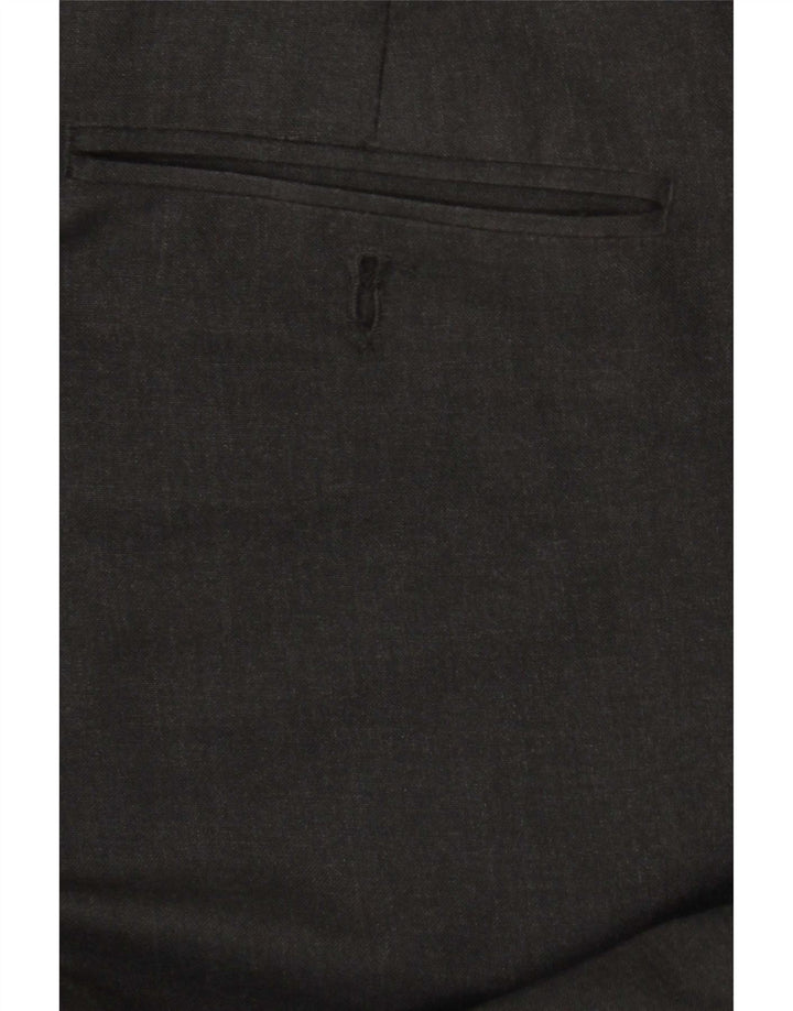 Calça masculina de terno reto sob medida Marks & Spencer W38 L31 poliéster cinza