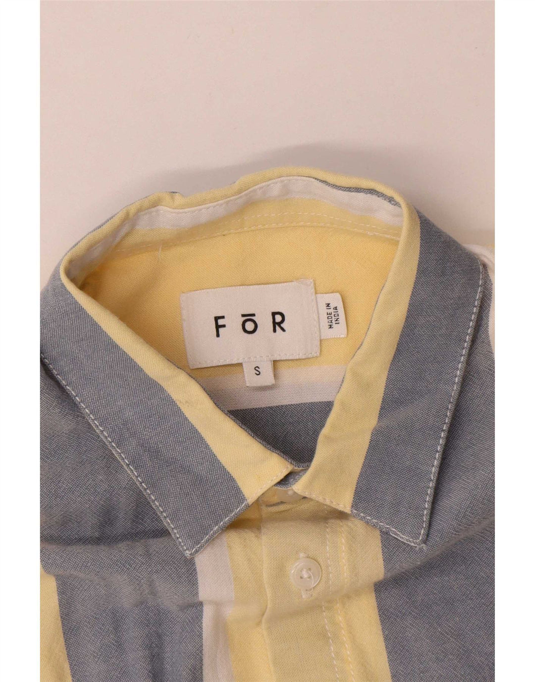 Vintage Mens Short Sleeve Shirt Small Yellow Striped