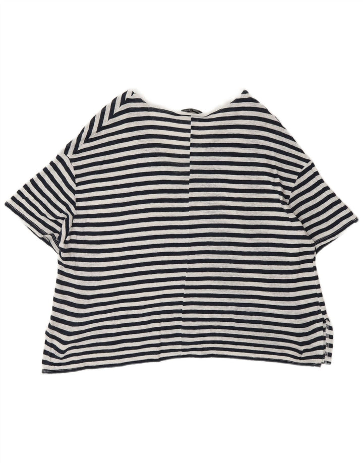 Zara Womens Oversized T-Shirt Top UK 14 Medium Black Pinstripe