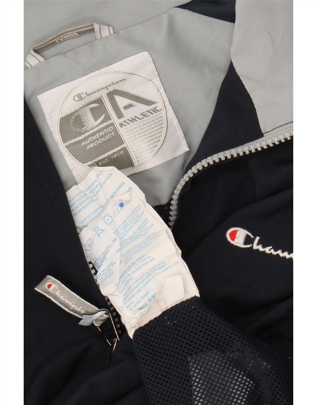 Champion Mens Tracksuit Top Jacket Large Navy Blue Colourblock Polyester