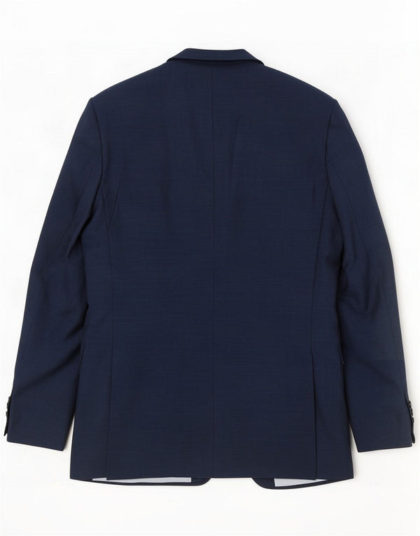 French Connection Veste Blazer 2 Boutons Homme UK 40 Large Bleu Marine Laine