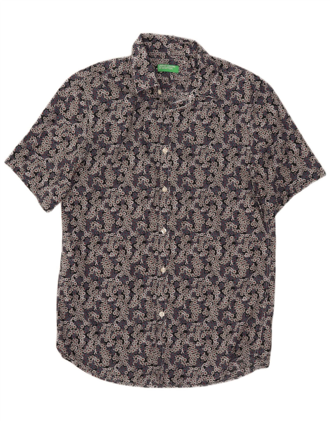 BENETTON Mens Short Sleeve Shirt Medium Multicoloured Floral Cotton