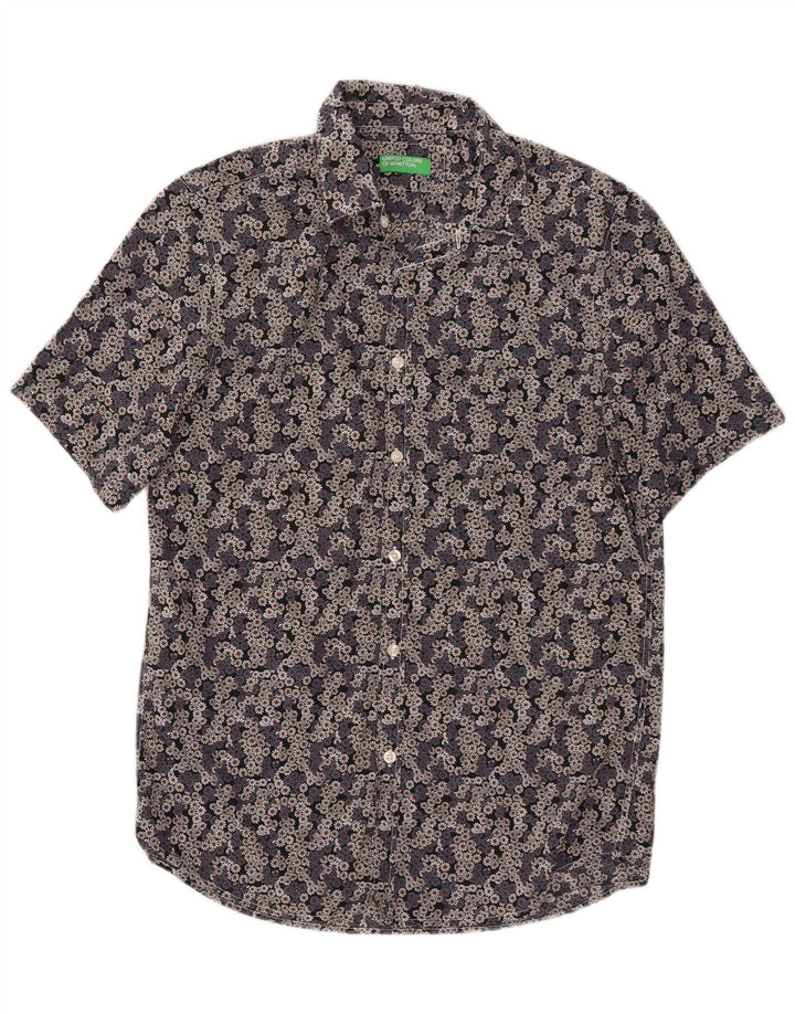 BENETTON Mens Short Sleeve Shirt Medium Multicoloured Floral Cotton