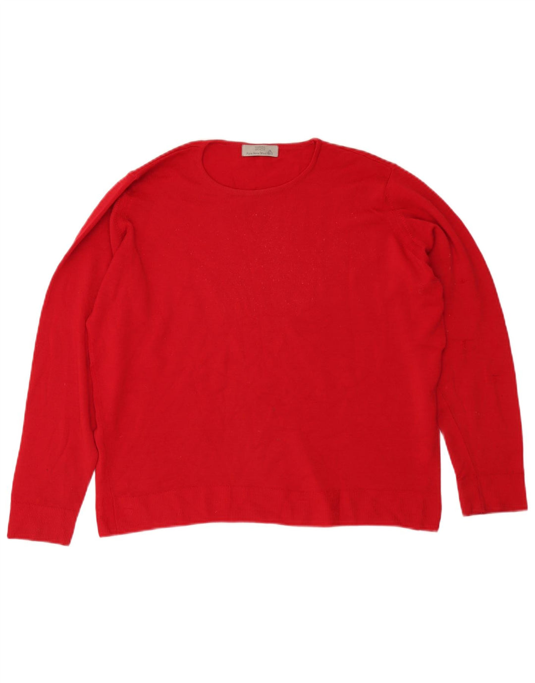 Marks & Spencer Womens Boat Neck Jumper Sweater UK 16 Large Red Wool