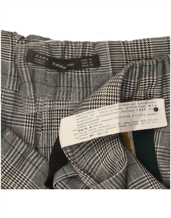 Pantaloni casual dritti da donna ZARA medi W28 L27 poliestere scozzese grigio