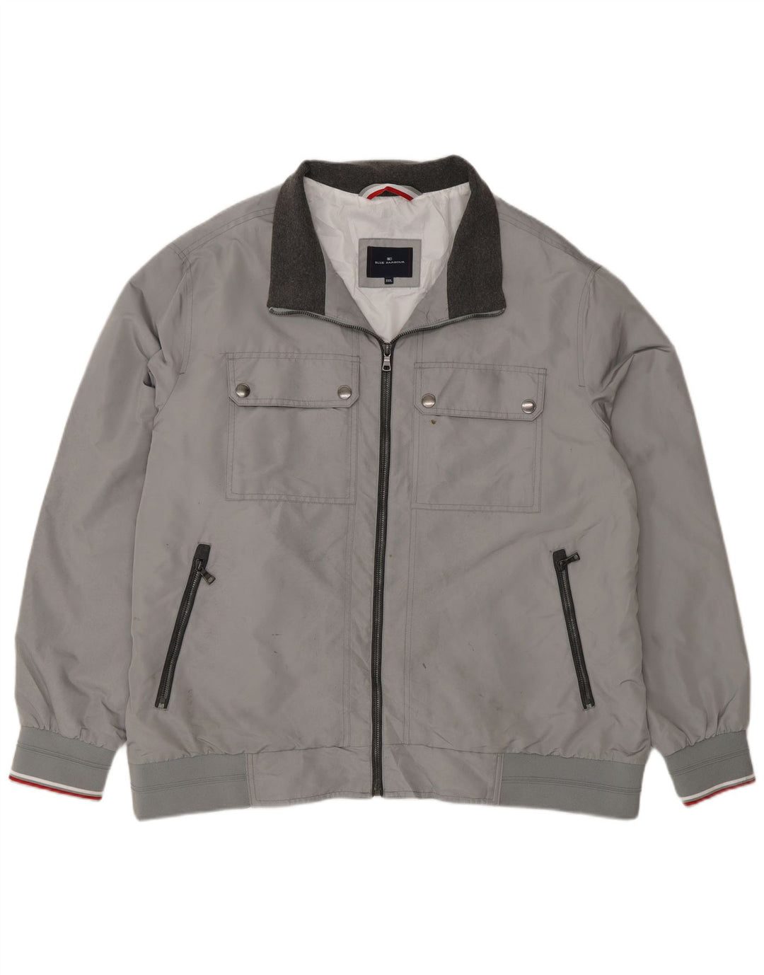 Marks & Spencer Mens Blue Harbour Bomber Jacket 3XL Grey Polyester