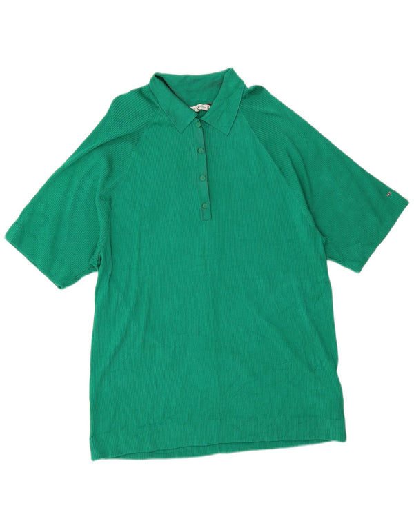 Polo oversize da donna Tommy Hilfiger UK 16 Large verde viscosa