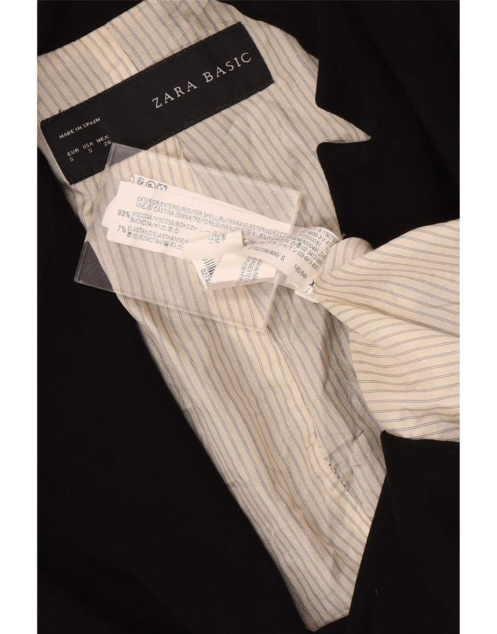 Zara Mujer Chaqueta Blazer De 1 Botón UK 10 Small Viscosa Negra