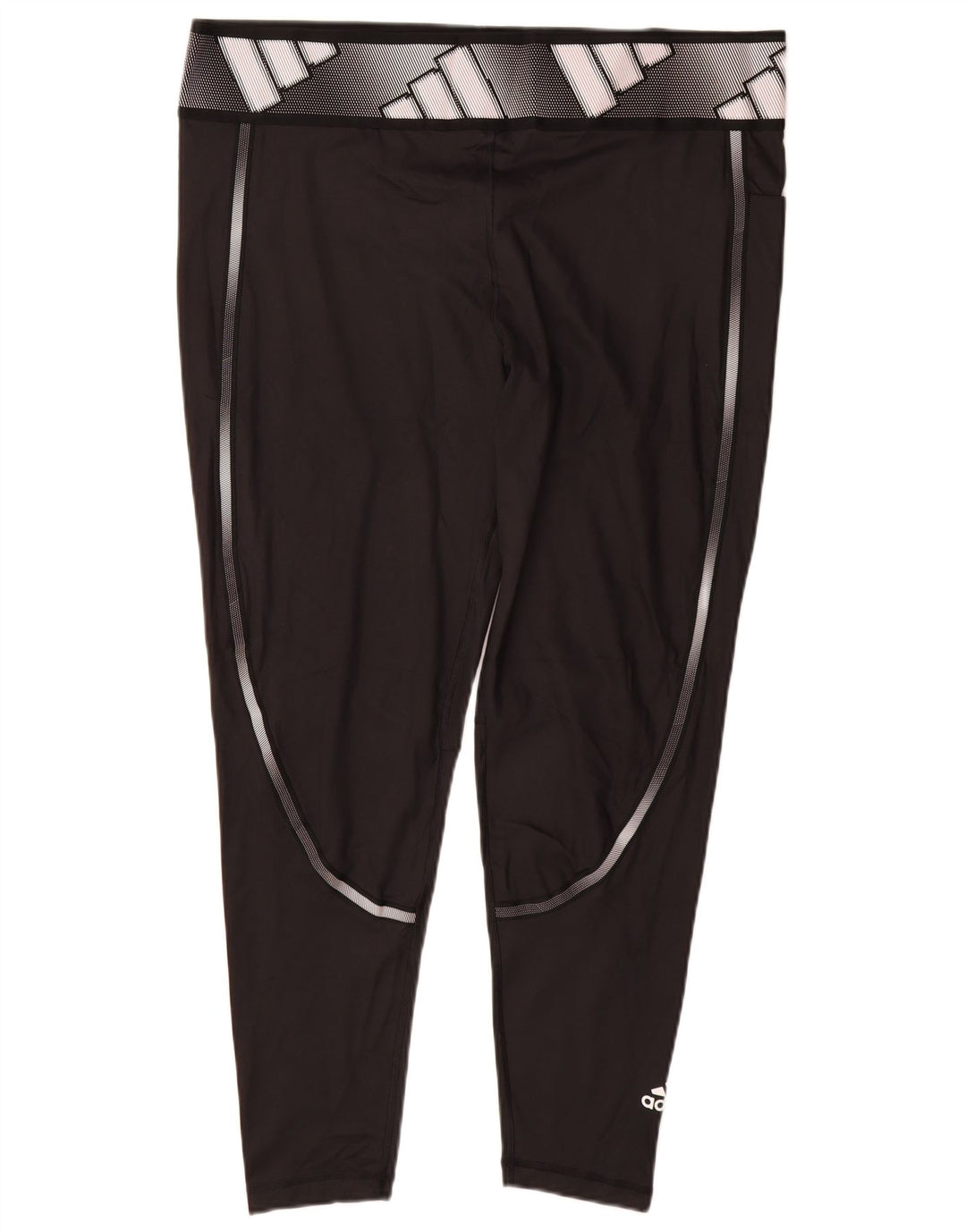 Adidas Womens Graphic Leggings UK 24/26 2XL  Black Polyester