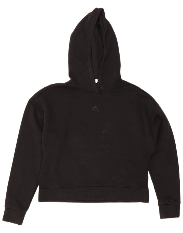 Adidas Boys Crop Hoodie Jumper 13-14 Years Black Cotton
