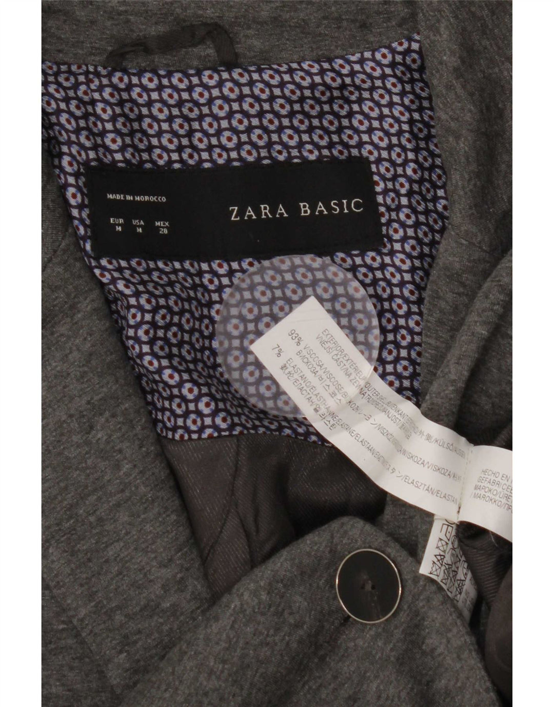 Zara Chaqueta Blazer De 1 Botón para Mujer UK 42 Viscosa Gris Medio