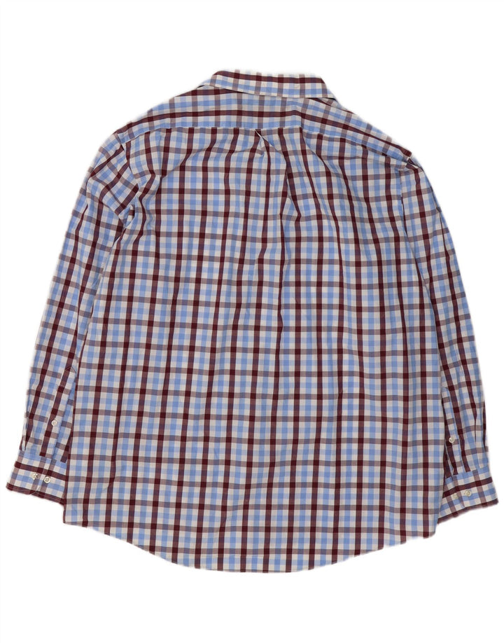 Chaps Mens Classic Fit Shirt Size 17 1/2 XL Blue Check Cotton