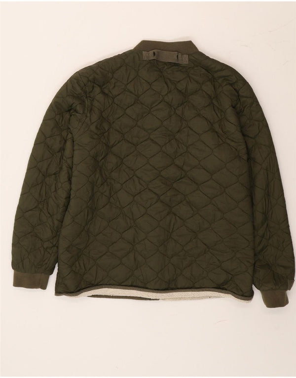 Jack Wills Womens Sherpa Quilted Jacket UK 14 Large Green Polyamide