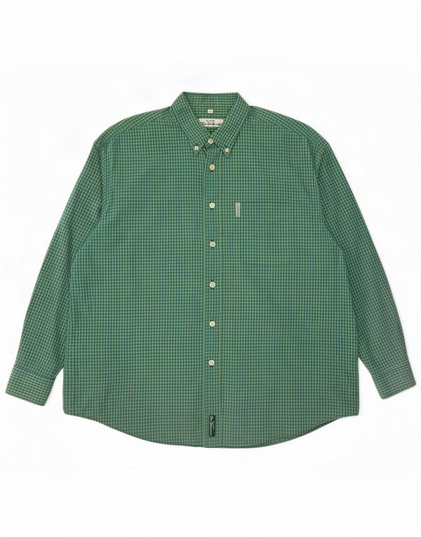Ben Sherman Camisa para hombre 4XL Verde Gingham
