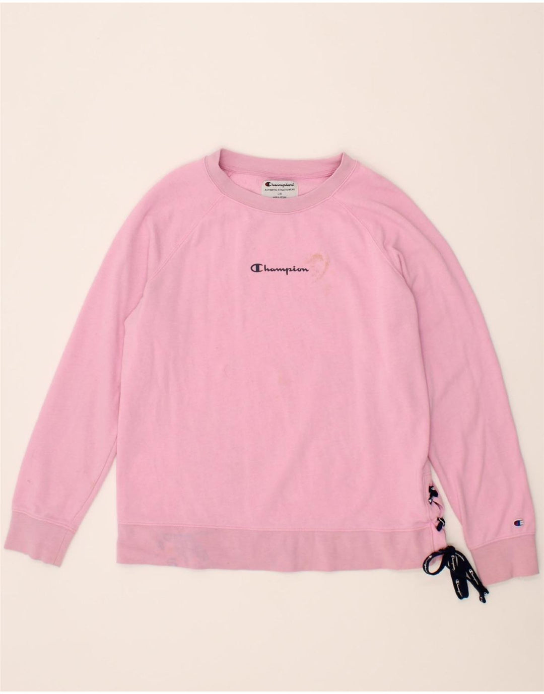 CHAMPION Womens Graphic Sweatshirt Jumper UK 16 Large Pink Vintage Champion and Second-Hand Champion from Messina Hembry 