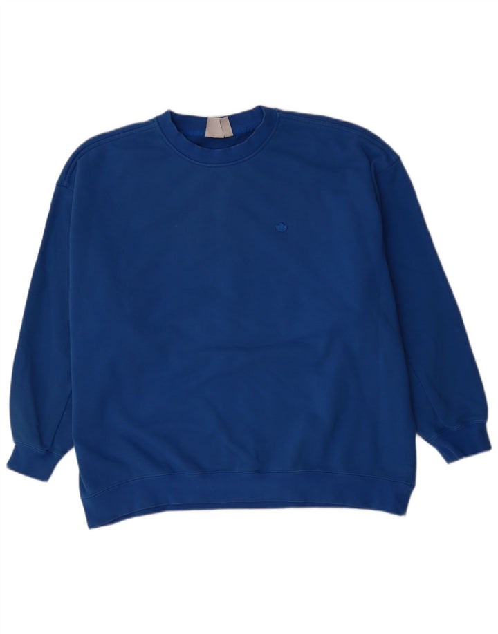 ADIDAS Womens Oversized Sweatshirt Jumper UK 14 Large Blue Cotton