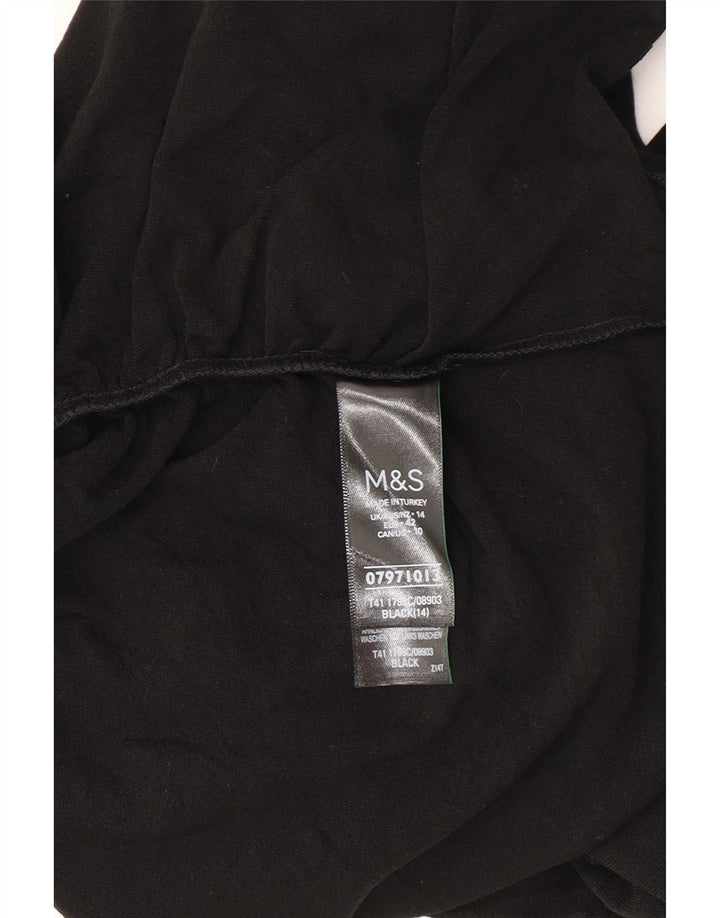 Marks & Spencer Damen Top Langarm UK 14 Large Schwarz Acryl