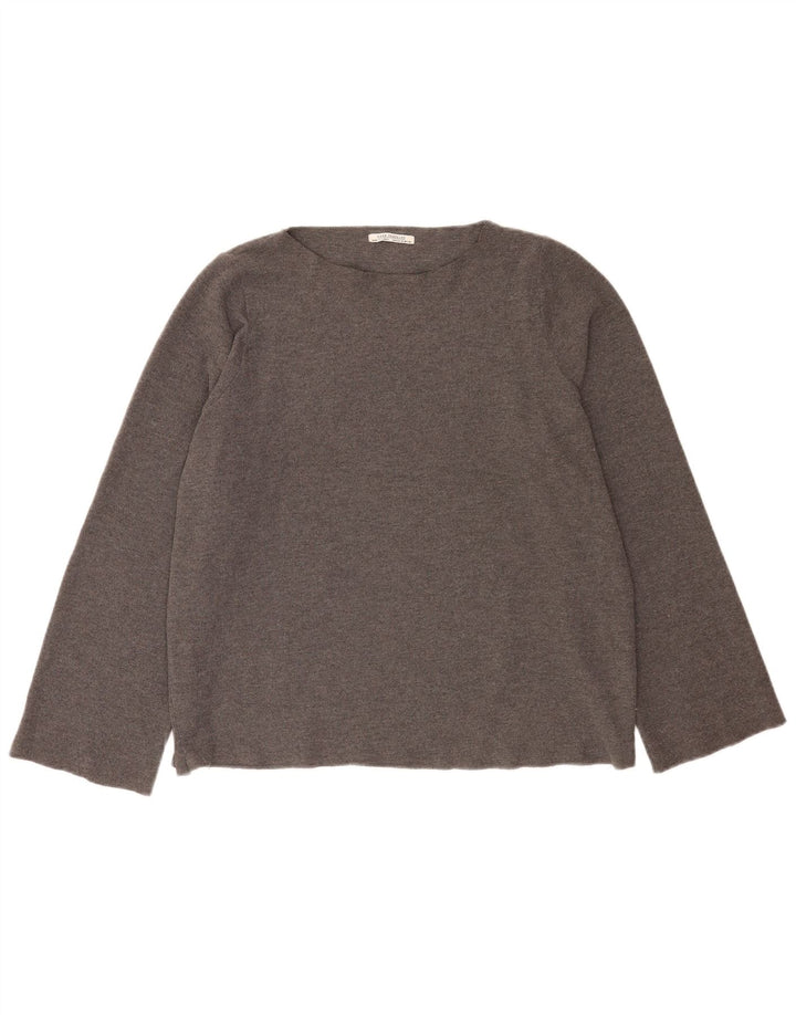 Top Zara Trafaluc da donna oversize a maniche lunghe UK 14 Grigio medio