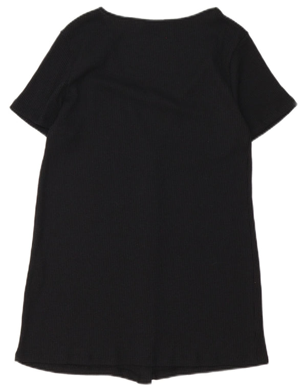 Camicia Zara da donna a maniche corte camicetta UK 10 piccola viscosa nera