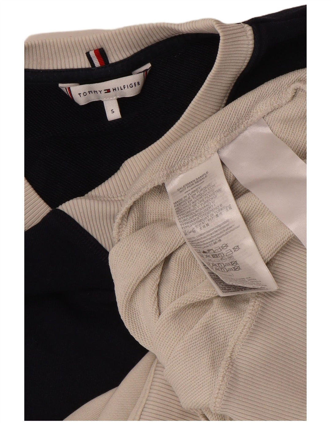 Tommy Hilfiger Womens Sweatshirt Jumper UK 10 Small White Colourblock