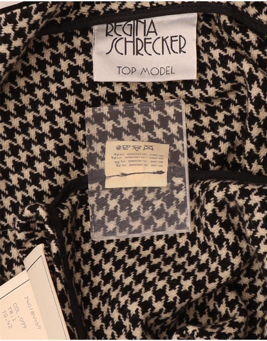 Regina Schrecker Womens Poncho Coat IT 42 Medium Black Houndstooth Wool