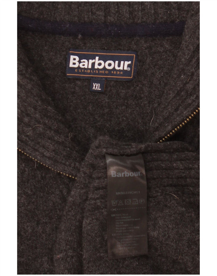 Barbour Womens Zip Neck Jumper Sweater UK 20 2XL Grey Wool