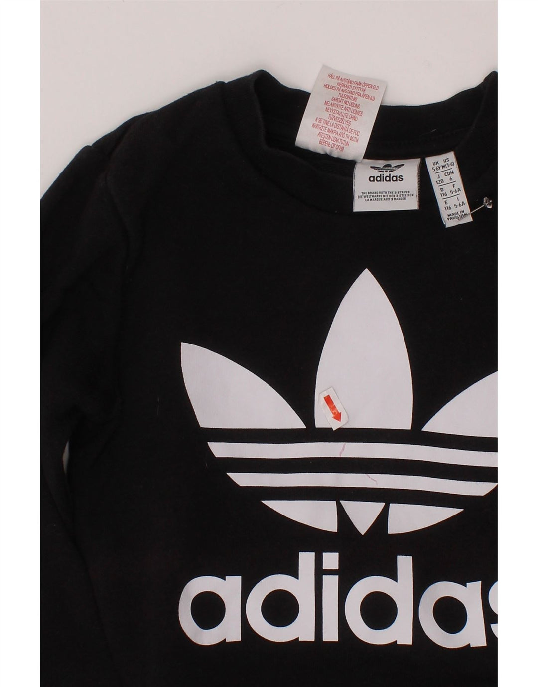 ADIDAS Boys Graphic Sweatshirt Jumper 5-6 Years Black Cotton