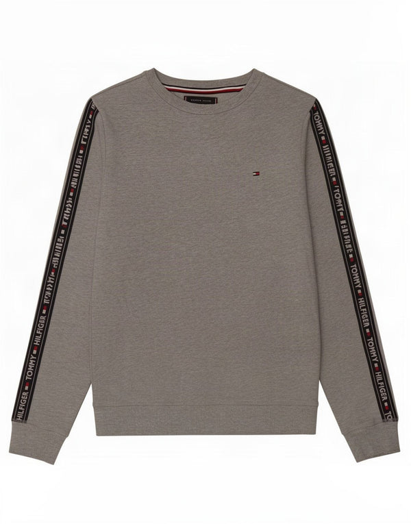 Tommy Hilfiger Mens Graphic Sweatshirt Jumper Small Grey Colourblock Cotton