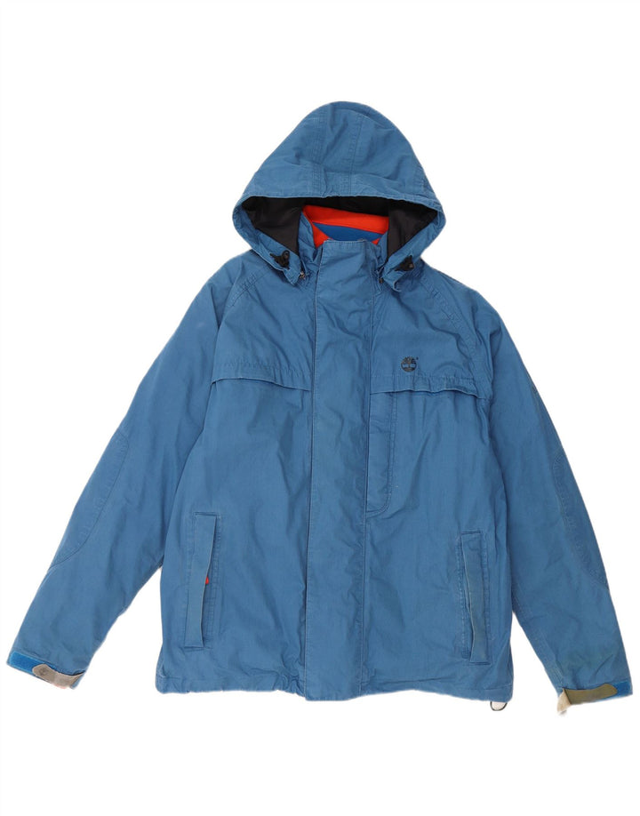 Giacca a vento con cappuccio da uomo TIMBERLAND UK 36 Small Blu Poliestere