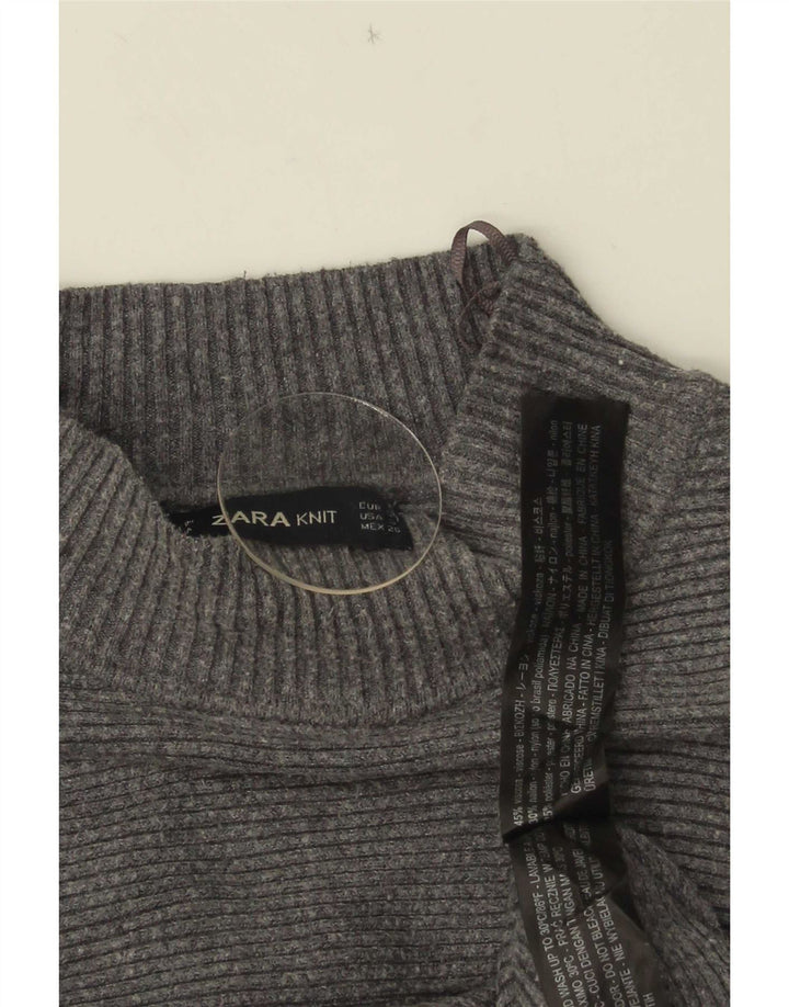 Maglione corto oversize con collo dolcevita corto da donna Zara UK 10 piccolo grigio