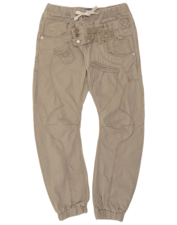 883 Police Herre Grafiske Joggers Cargo Bukser W34 L30 Beige Bomuld