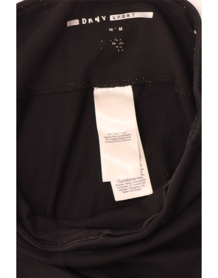 Dkny Womens Graphic Leggings UK 14 Medium Black Cotton