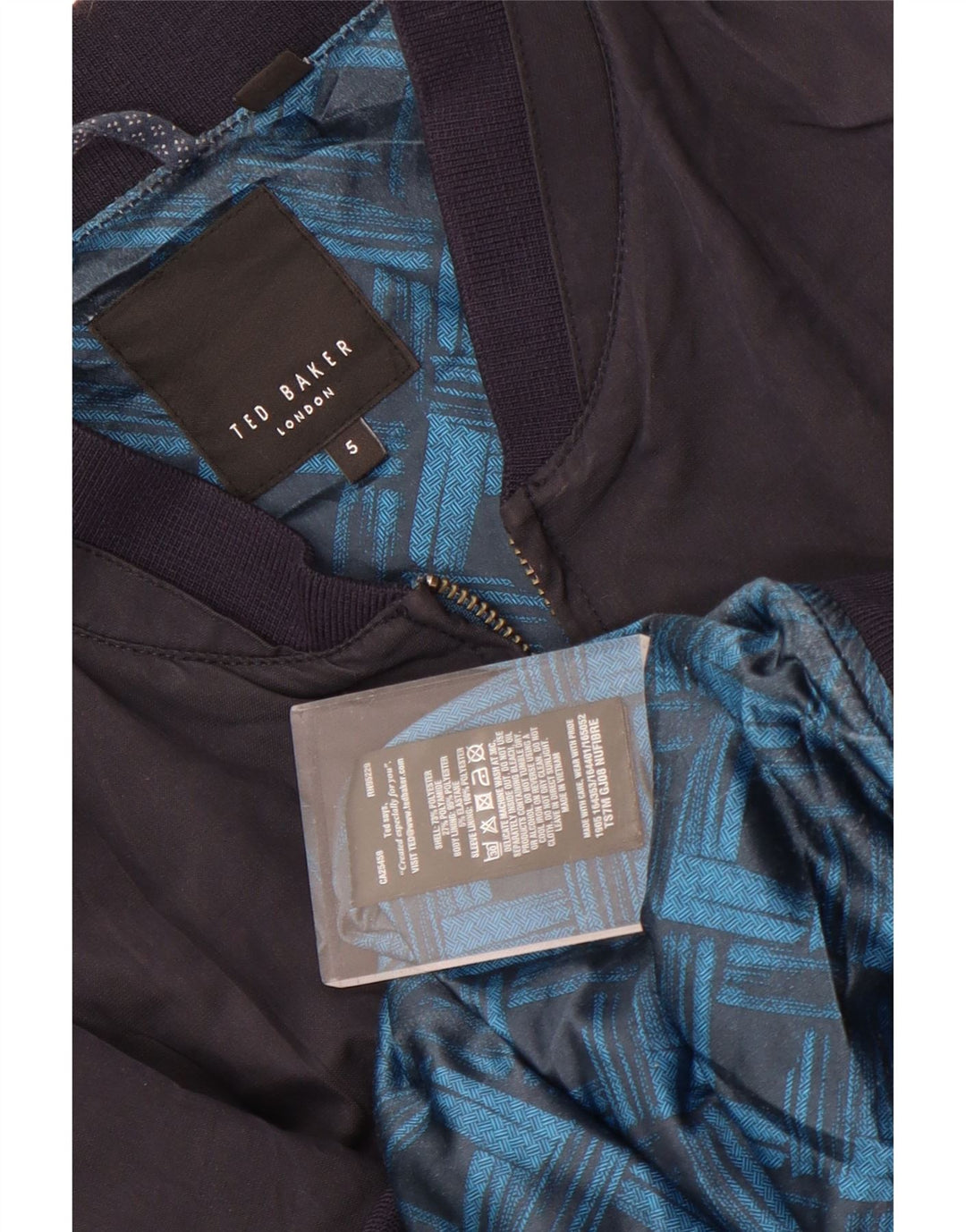 Ted Baker Damen Bomberjacke Größe 5 XL Marineblaues Polyester