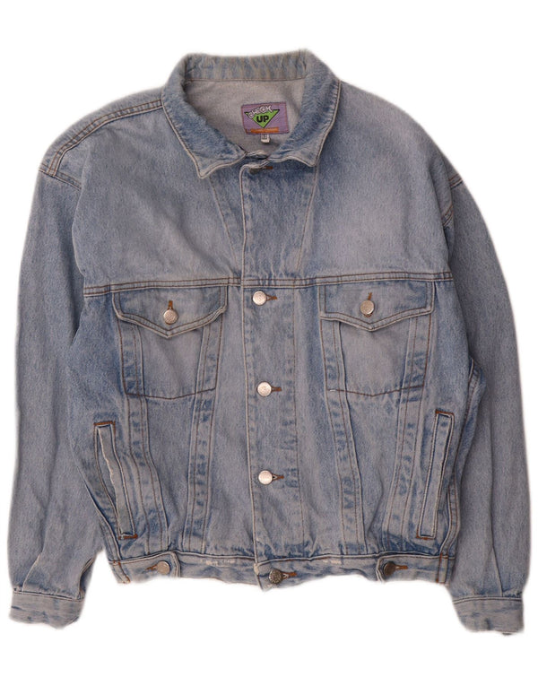 Vintage hombres suelta ajuste chaqueta de mezclilla Reino Unido 36 azul pequeño
