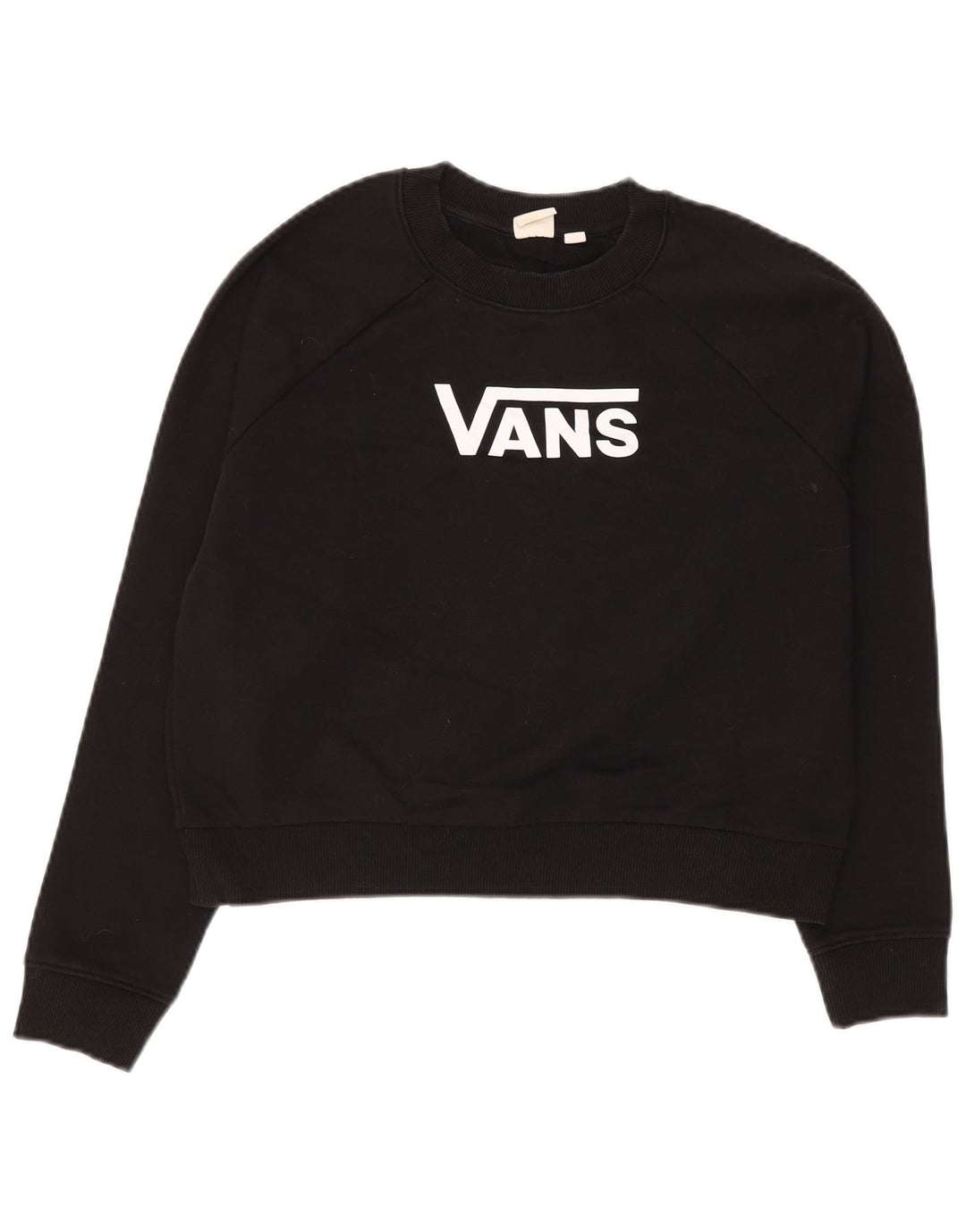 VANS Womens Oversized Crop Graphic Sweatshirt Jumper UK 10 Small Black