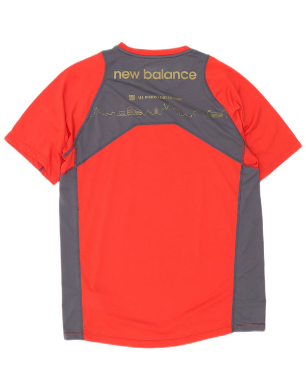 New Balance Mens Graphic T-Shirt Top Medium Red Colourblock Polyester