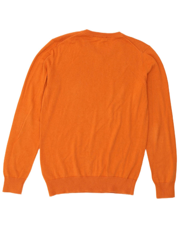 Crew Clothing Mens V-Neck Jumper Sweater Small Orange Cotton