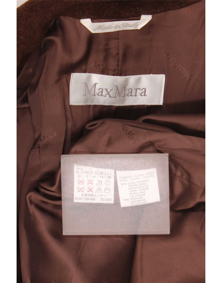 Max Mara Womens Oversized Double Breasted Coat UK 14 Large Brown