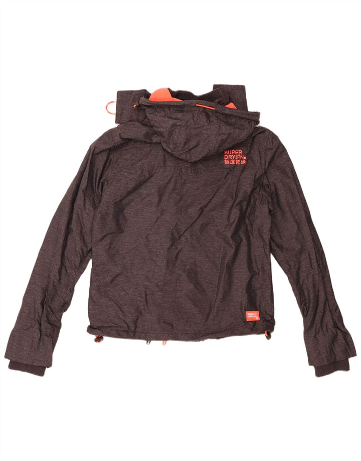 SUPERDRY Womens Windcheater Hooded Windbreaker Jacket UK 12 Medium Grey