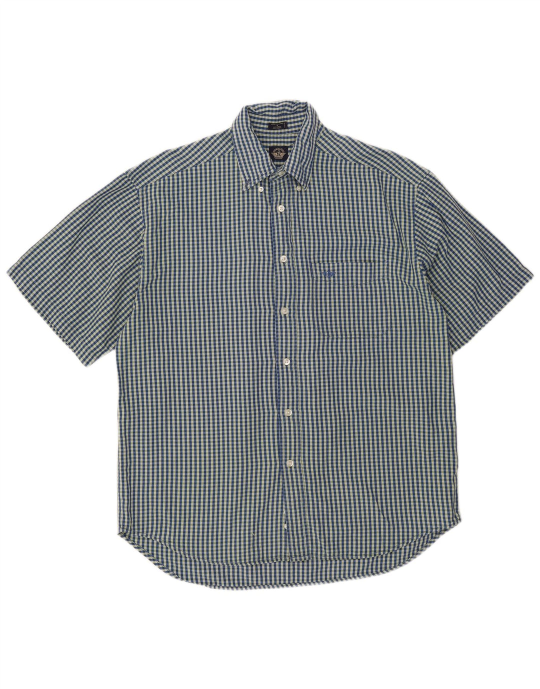 Dockers Mens Short Sleeve Shirt Medium Blue Gingham Cotton