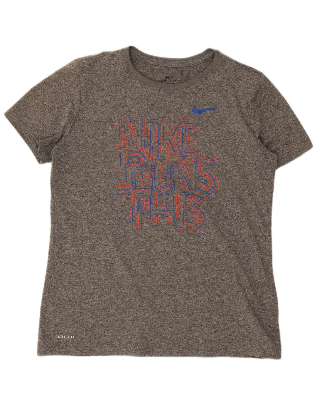 Nike Damen Dri Fit Graphic T-Shirt Top UK 14 Mittelgrau