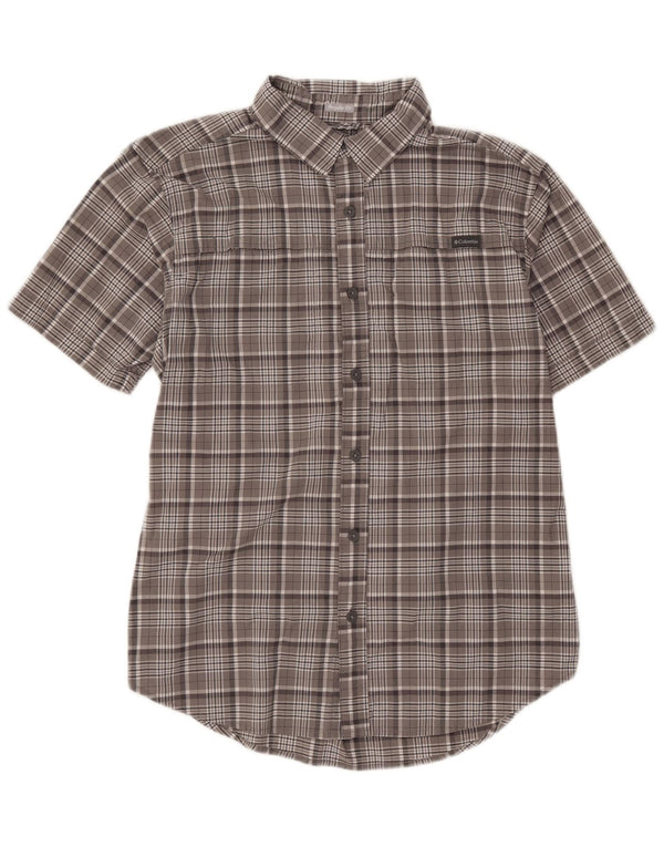 Columbia Camisa De Manga Corta Para Hombre Algodón A Cuadros Gris Medio