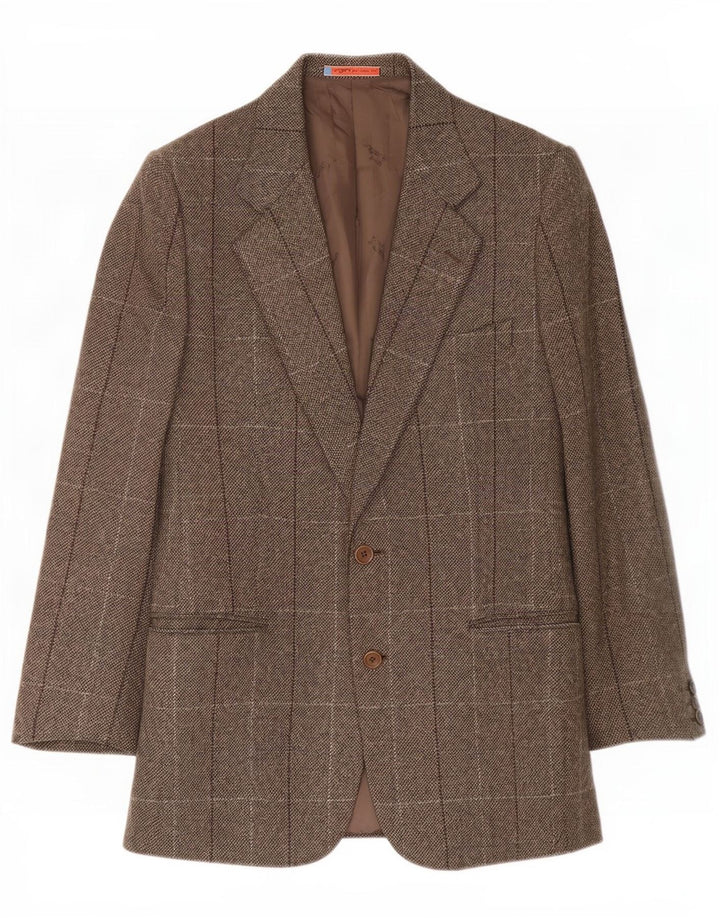 Ungaro Herre 2-knaps blazerjakke IT 48 Medium Brun Ternet Ny Uld